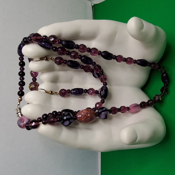 Vintage lucite and glass necklace set Jewelry - Vintage lucite and glass with crystal necklace and earrings